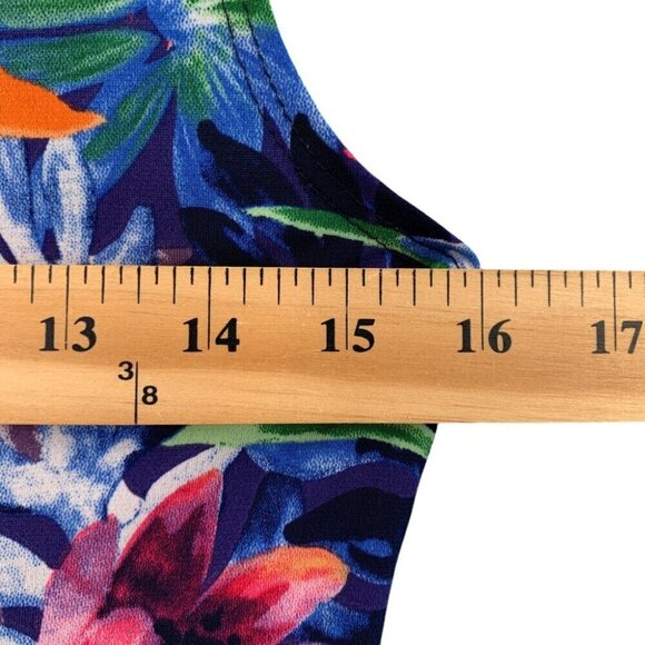 Gitane Dress Womens Medium Floral Purple Orange Vacation Stretchy Artsy Vintage - Picture 7 of 11